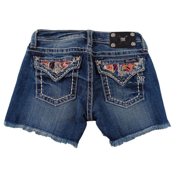 Miss Me JK6364H Girls Size 16 Raw Hem Colorful Sequined Shorts - Picture 4 of 13
